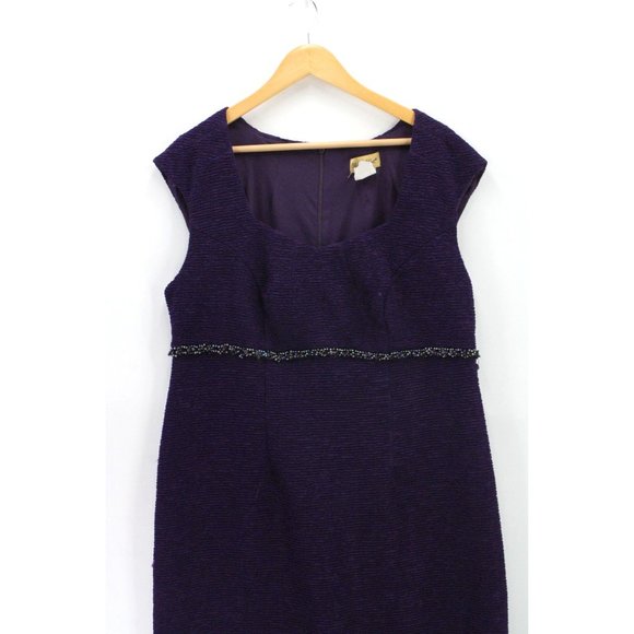 Midnight Velvet Shift Dress Womens Plus Purple Sleeveless Scoop Neck Size 16W - Picture 2 of 7